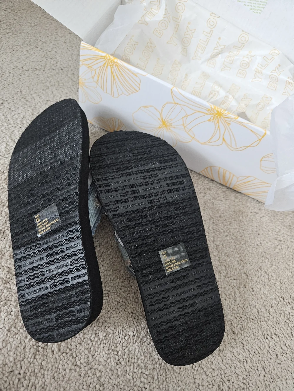 New In Box Yellow Box Yellow Box Faris, Lt. Blue Flip Flop Sizes 7 / 7.5 / 8 - Picture 9 of 16